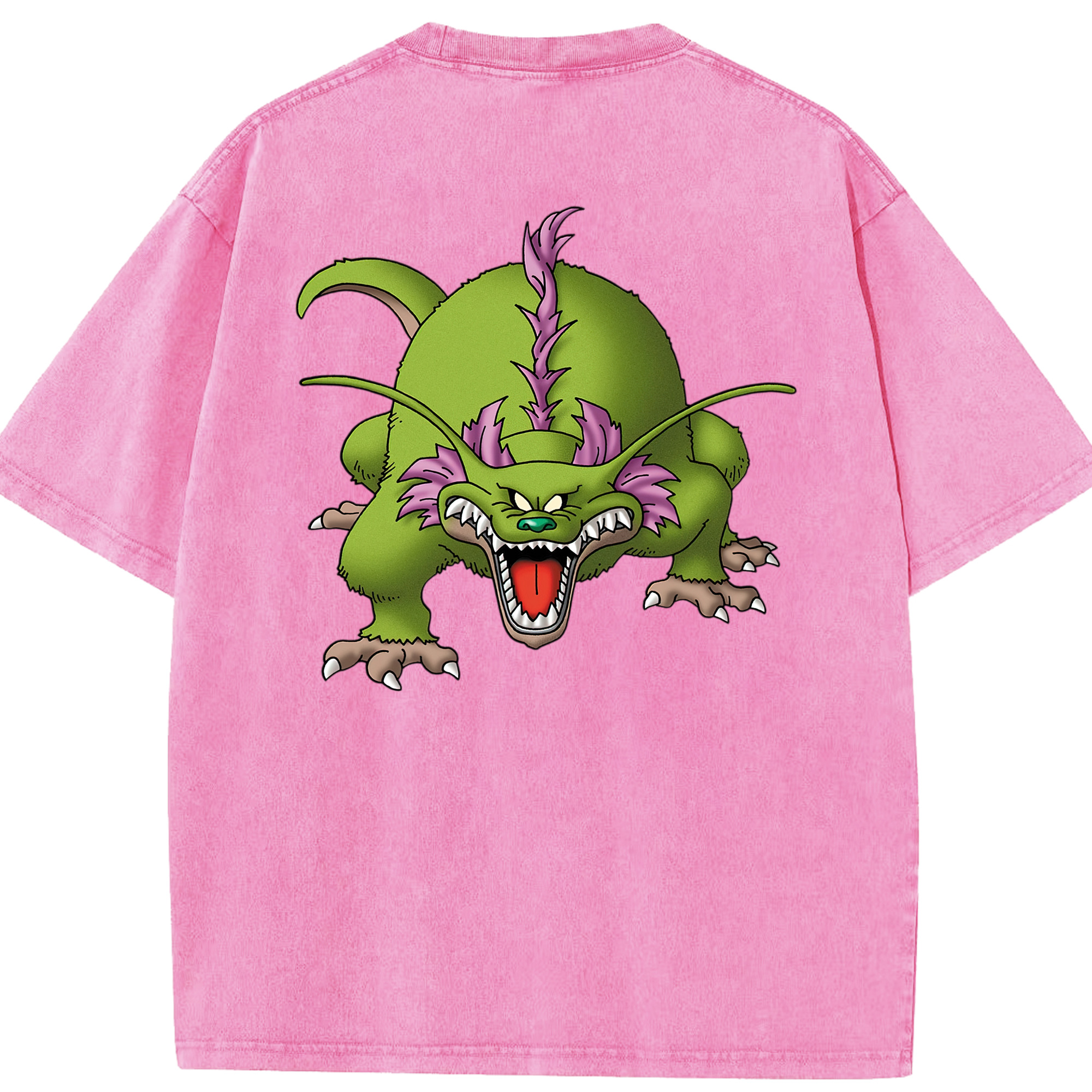 （画像用） ドラゴンクエスト Doragon Kuesuto Dragon Quest 綿100% ヴィンテージ風 半袖Tシャツ（背面プリント）